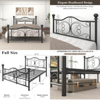 Metal Platform Bed Frame with Headboard and Footboard