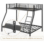 Twin Over Full Metal Bunk Beds with Ladder and Guardrail